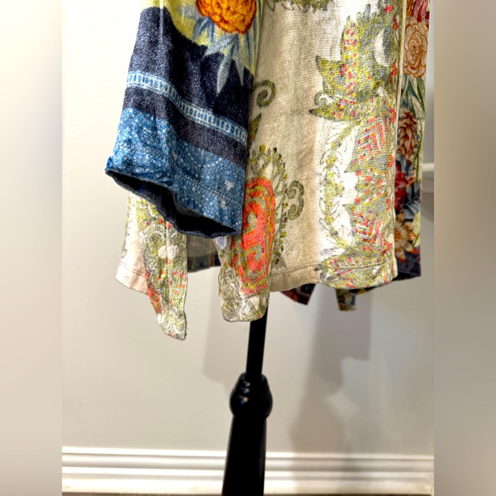 Soft Surroundings Floral Patchwork Tunic Top in Blue, Cream, Orange - Picture 7 of 9
